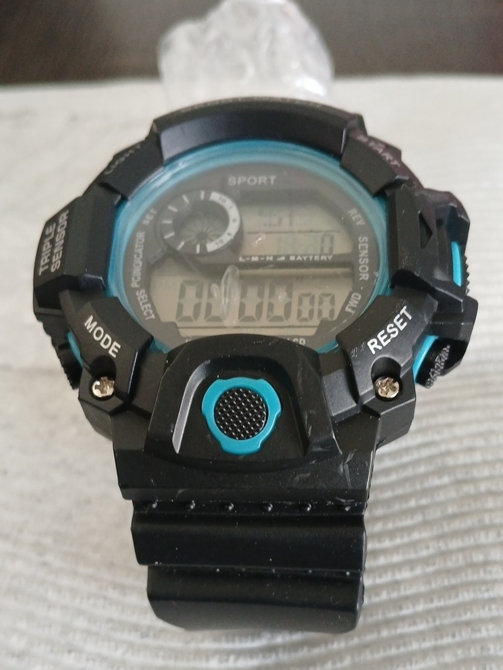 Black and Teal Digital Sport Watch